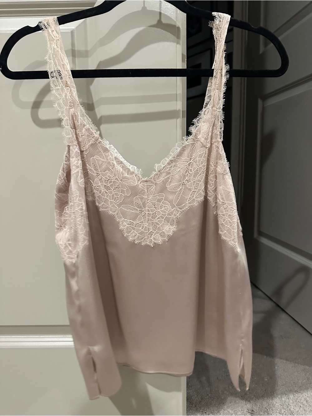 Cami NYC Lace-Trim Satin Chemise in Blush Pink